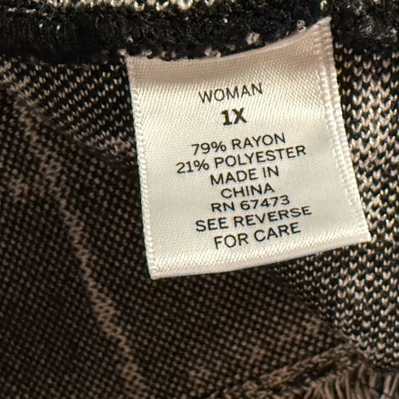 Dress Barn Woman Black and White Checkered Fringe Stretch Dress size 1X - Picture 6 of 7